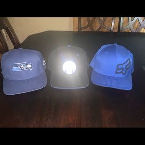 (3) Blue Hat Lot Fox Seahawks GS Warriors men’s